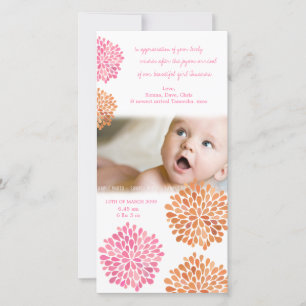 Fleurs roses et orange Nouveau Carte de remercieme