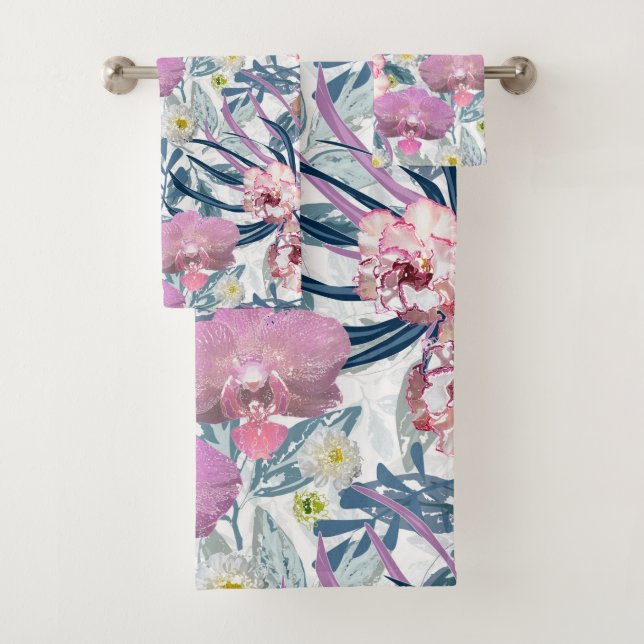 Fleurs roses et orchidée. (En situation)