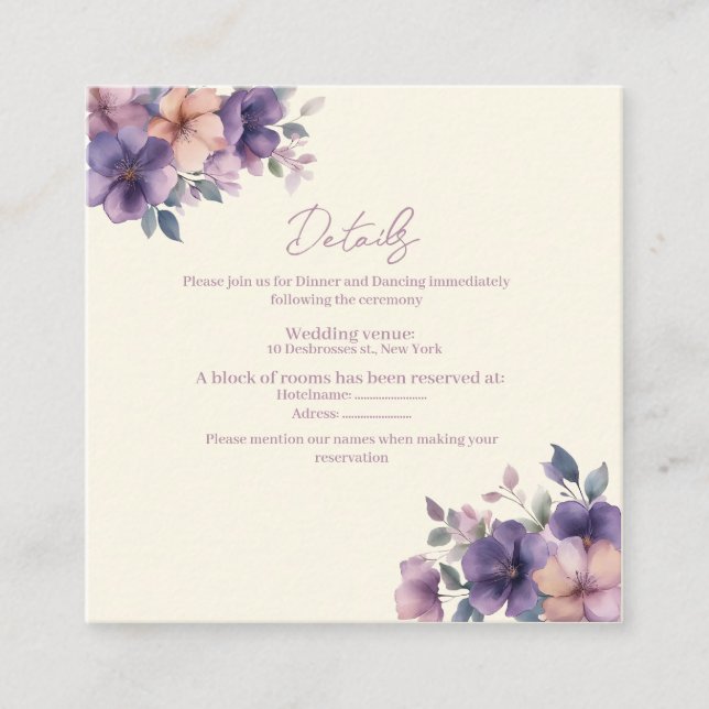 Fleurs roses et pourries sur la carte Mariage (Devant)