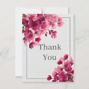 Fleurs roses Faux Cartes de remerciements en papie