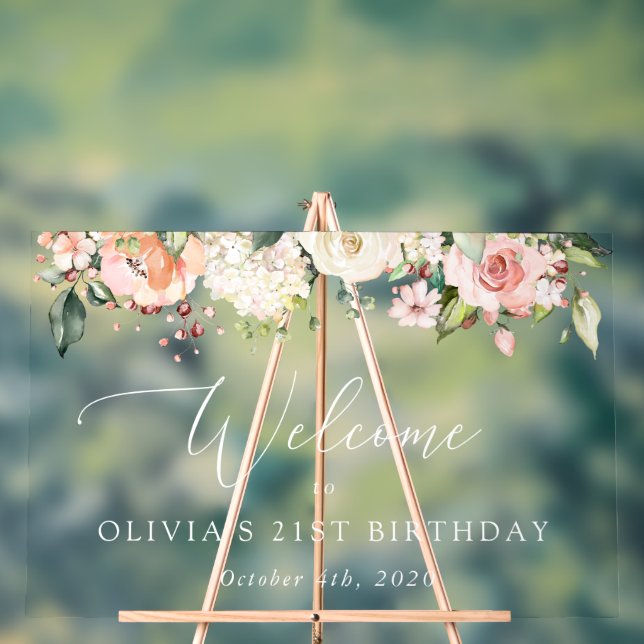 Fleurs roses, Fleurs blanches, Accueil Anniversair (Neutre)