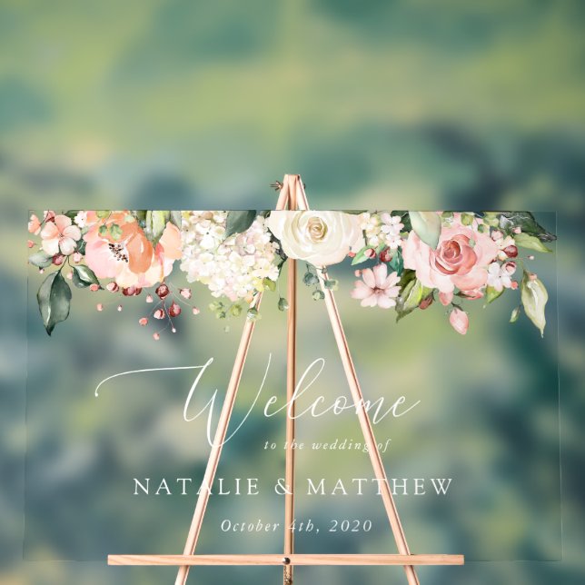 Fleurs roses, Fleurs blanches, Boho, Accueil Maria (Neutre)