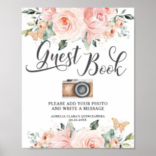 Fleurs roses Floral Anniversaire Livre d'or Symbol