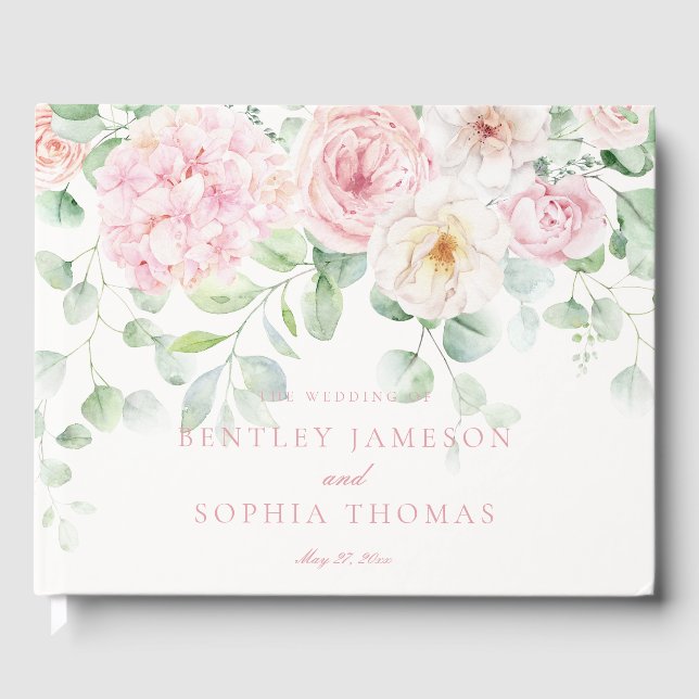 Fleurs roses Florales Hydrangeas Mariage Livre d'o (Recto)