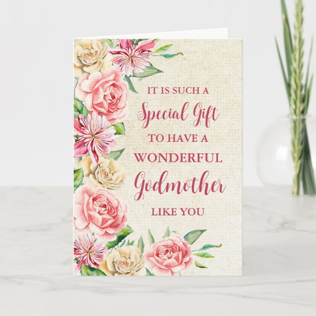 Fleurs roses Godmère Bonne carte de fête des mères (Devant)