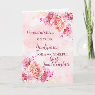 Fleurs roses Grande Grande Petite-Fille Carte de G