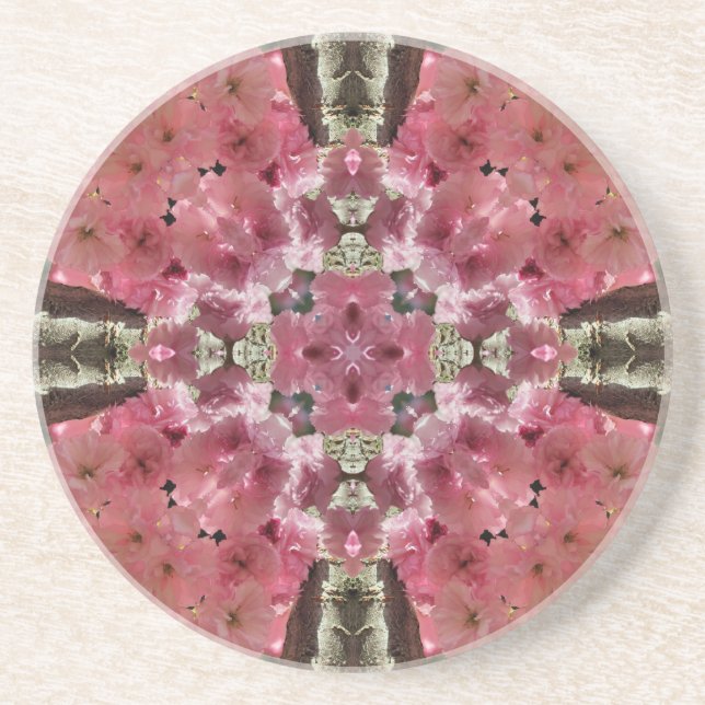 Fleurs roses Kaleidoscope Dessous de verre floral (Devant)