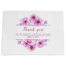 Fleurs roses mariages merci grand sac cadeau