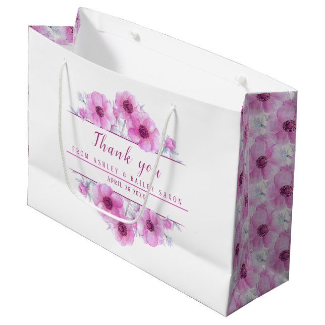 Fleurs roses mariages merci grand sac cadeau (Devant Angle)