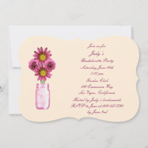 Fleurs roses Mason Jar Invitation du parti Bachelo