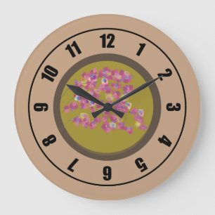 Fleurs roses modernes Grande horloge