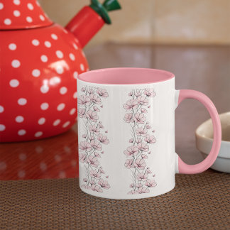 Fleurs roses motif floral tasse à café