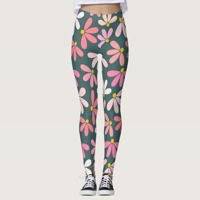 Fleurs roses motifs Leggings (Devant)