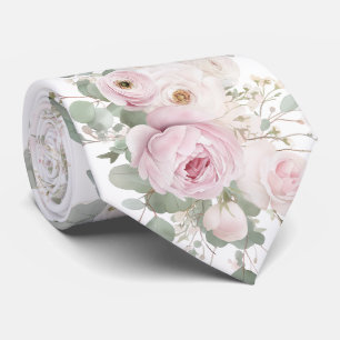 Fleurs roses pâles cravate