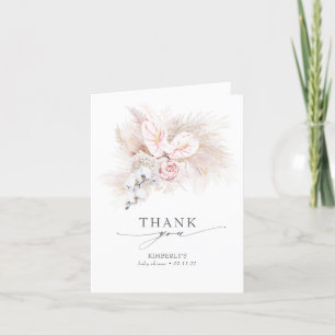 Fleurs roses Pampas Baby shower en herbe Merci