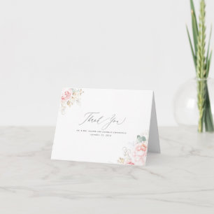 Fleurs roses pastel Élégant Merci