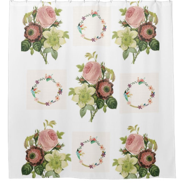 Fleurs roses pastel rideau de douche (Devant)