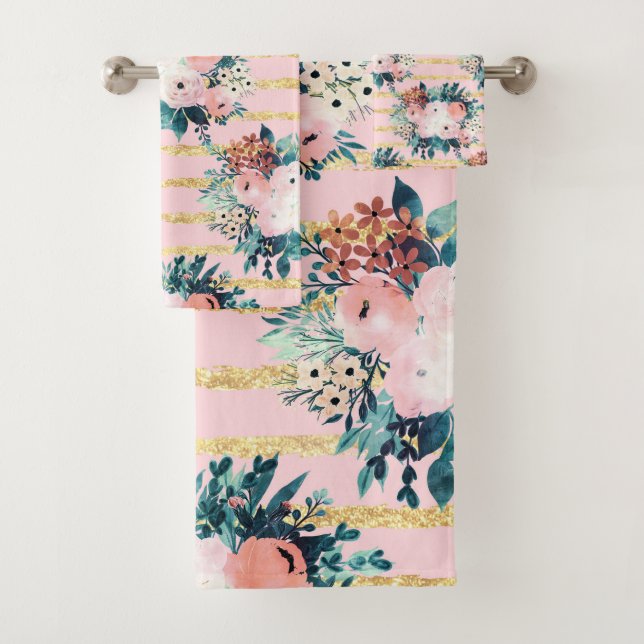 Fleurs roses Peinture Gold Stripes Girls Design (En situation)