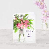 Fleurs roses Penser à vous obtenir bientôt Carte
