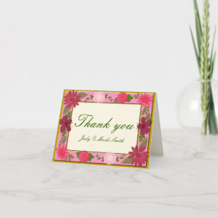 Fleurs roses Personnalisées Merci Cartes