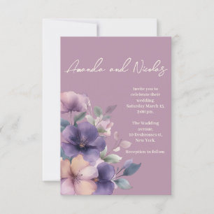 Fleurs roses pourries sur Faire-part de mariage