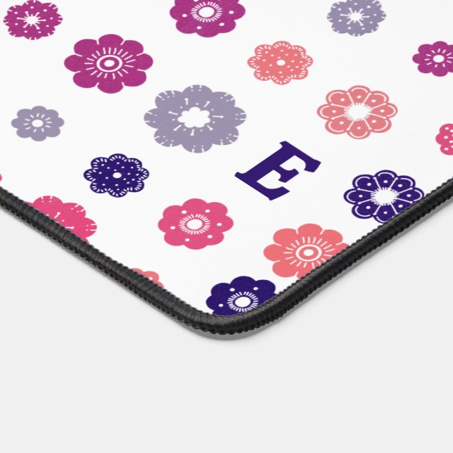 Fleurs roses rétro avec Monogramme (Coin)