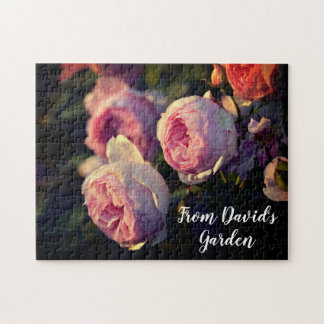 Fleurs roses roses du Puzzle Jigsaw du jardin
