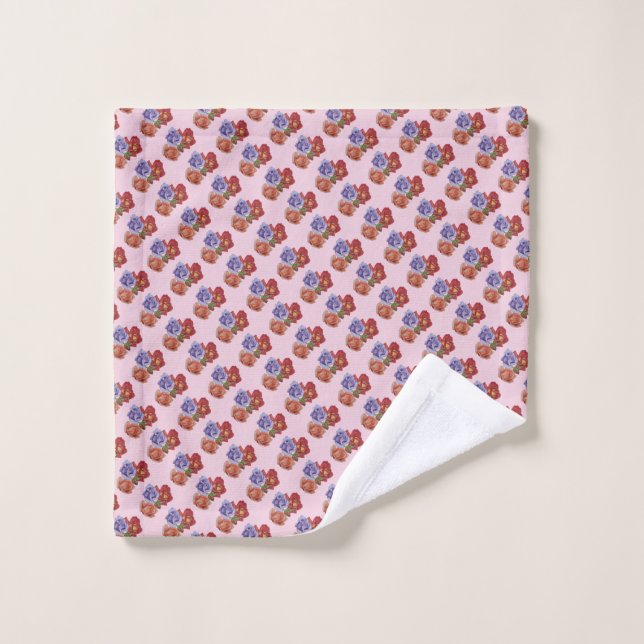 fleurs roses rouges et bourgeons roses fleurs flor (Gant de toilette)