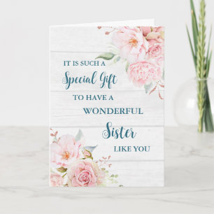 Fleurs roses Soeur Bonne carte de fête des mères