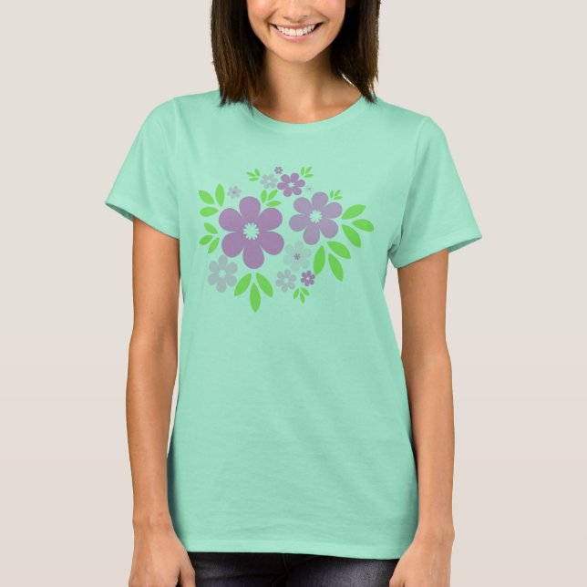 Fleurs roses sur noir - Tshirt (Devant)