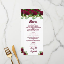 Fleurs rouges - accueil de mariage Menu