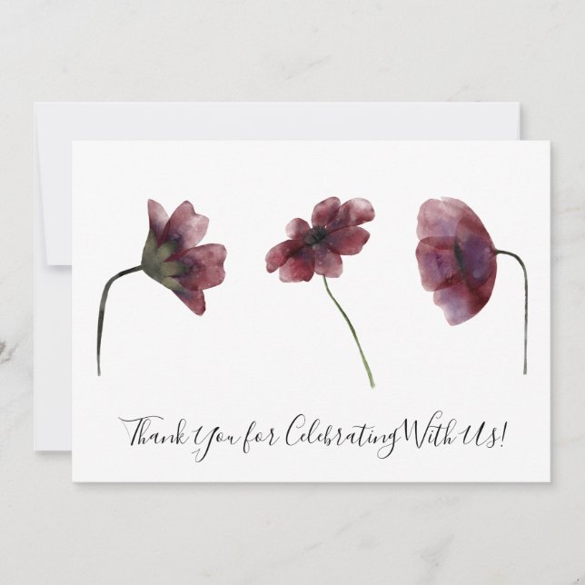 Fleurs rouges bordeaux Carte de remerciements d'aq (Devant)