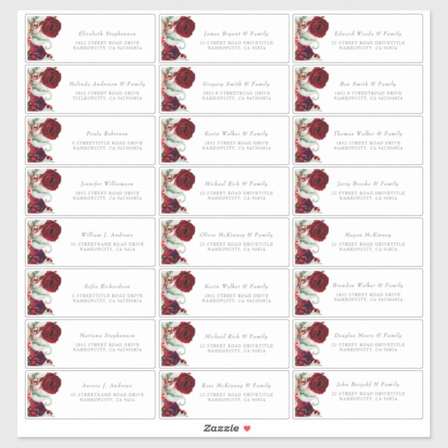 Fleurs rouges bourguignonnes Nom d'hôte Étiquettes (Feuille)