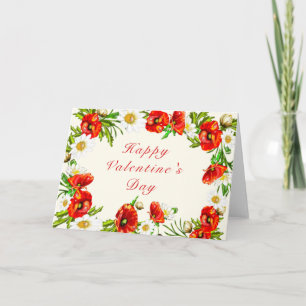 Fleurs rouges Carte Saint Valentin avec texte pers