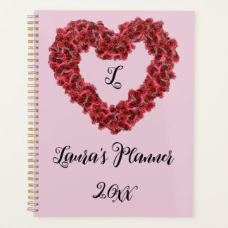 Fleurs rouges Coeur avec texte personnalisable, im