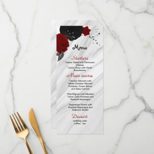 fleurs rouges et noires belle carte mariage