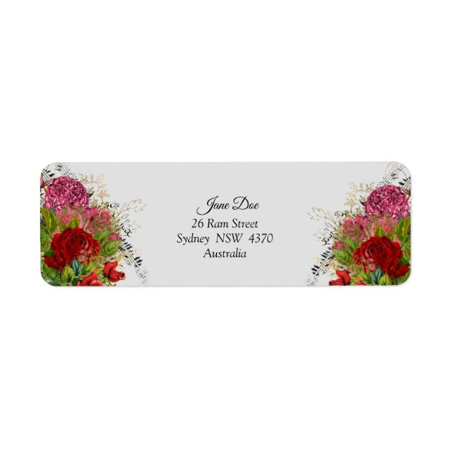 Fleurs rouges Étiquettes de adresse - Personnalisé (Devant)