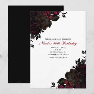Fleurs rouges foncées et noires Invitations floral
