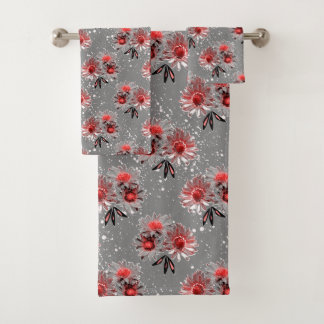 Fleurs rouges sur gris