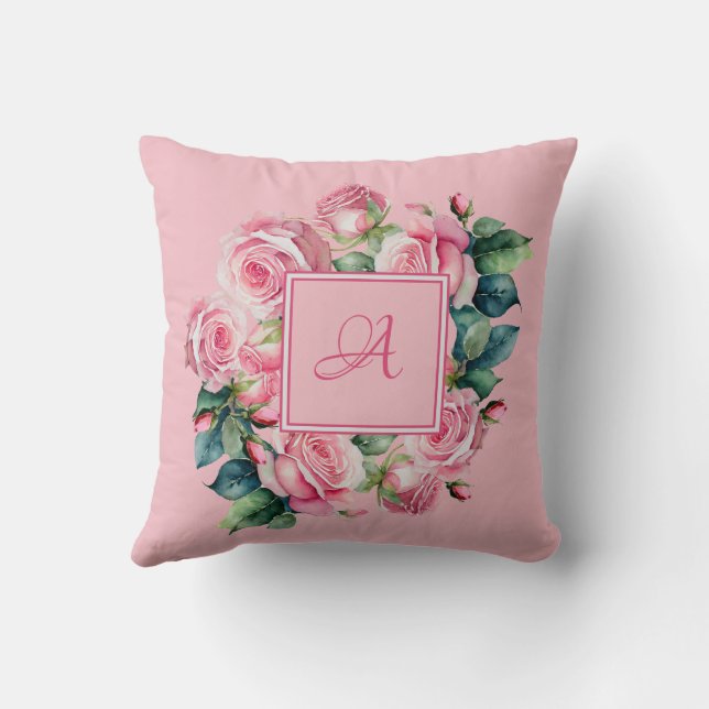 Fleurs rougissantes : Un Oreiller Floral Aquarelle (Verso)