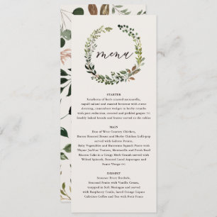 Fleurs rustiques et bois de cerf menu mariage