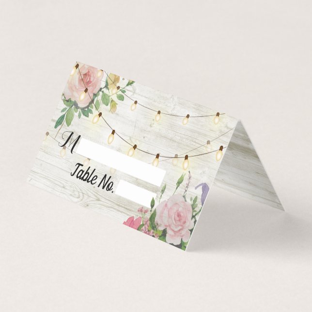 Fleurs Rustiques Mariage Siège Place Cartes d'esco (Front)