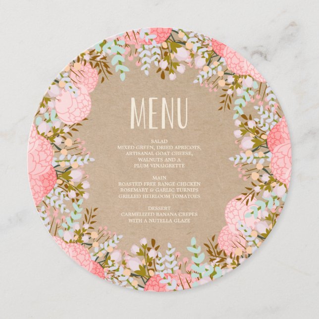 Fleurs Rustiques | Menu du Dîner (Devant)