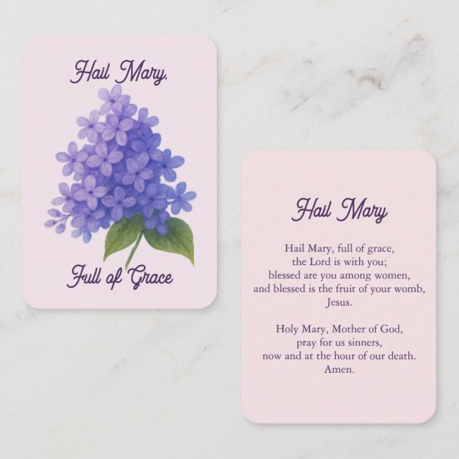 Fleurs sacrées Lilac - Salut Marie Carte Sainte (Devant / Derrière)