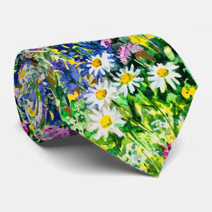 Fleurs sauvages à l'aquarelle artistique cravate