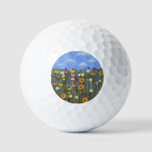 Fleurs sauvages avec balles de golf Valeur de marg