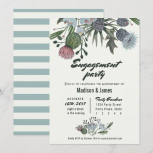 Fleurs sauvages bleu Invitations des parties d