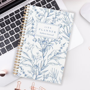 Fleurs sauvages bleues Motif floral Monogramme 202
