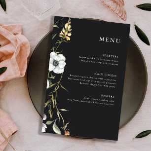 Fleurs sauvages botaniques foncés Menu Mariage é