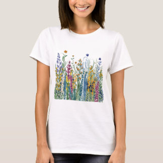 Fleurs sauvages colorées, botaniques, T-shirt acti